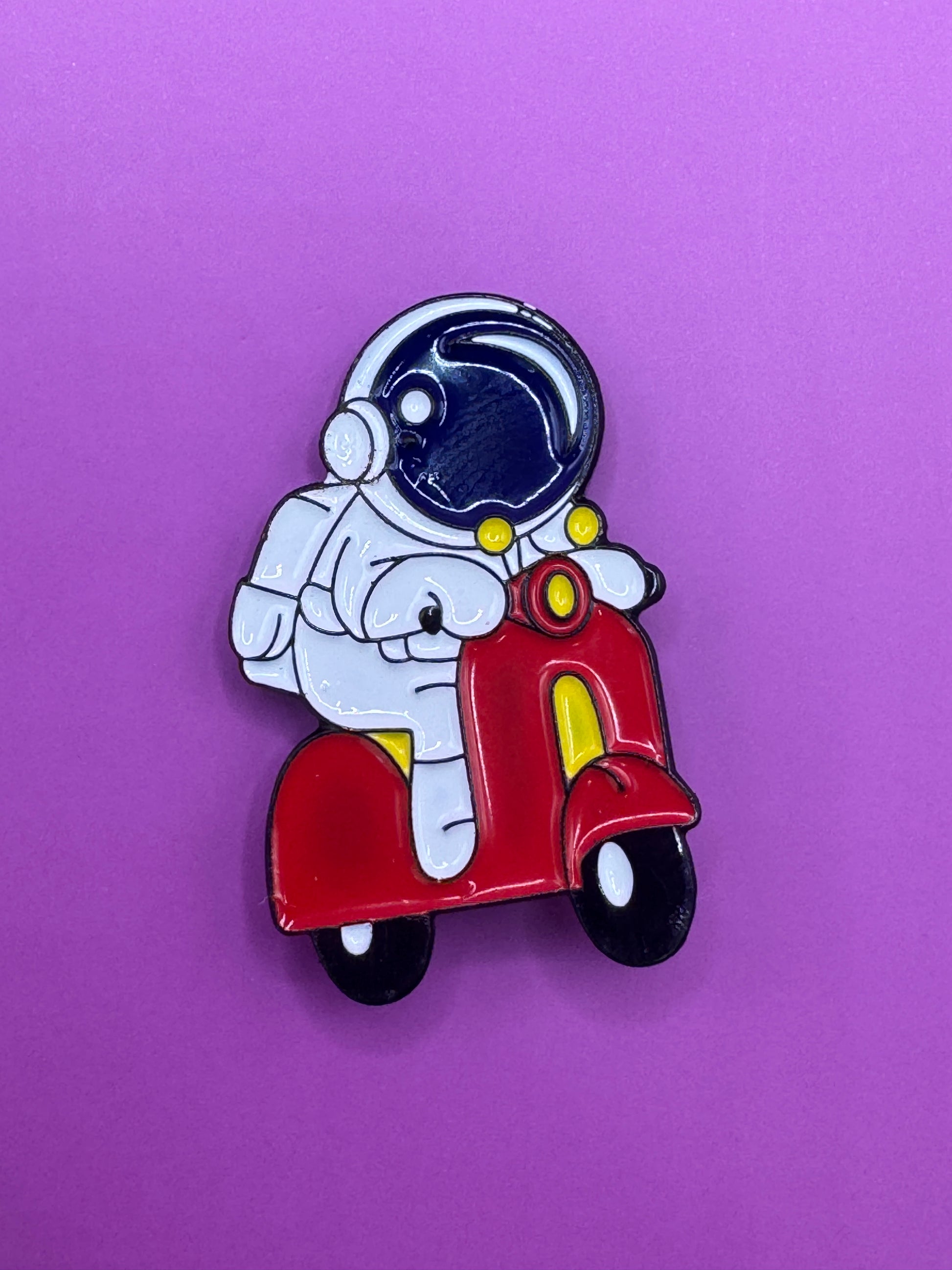 Astronaut scooter enamel pin