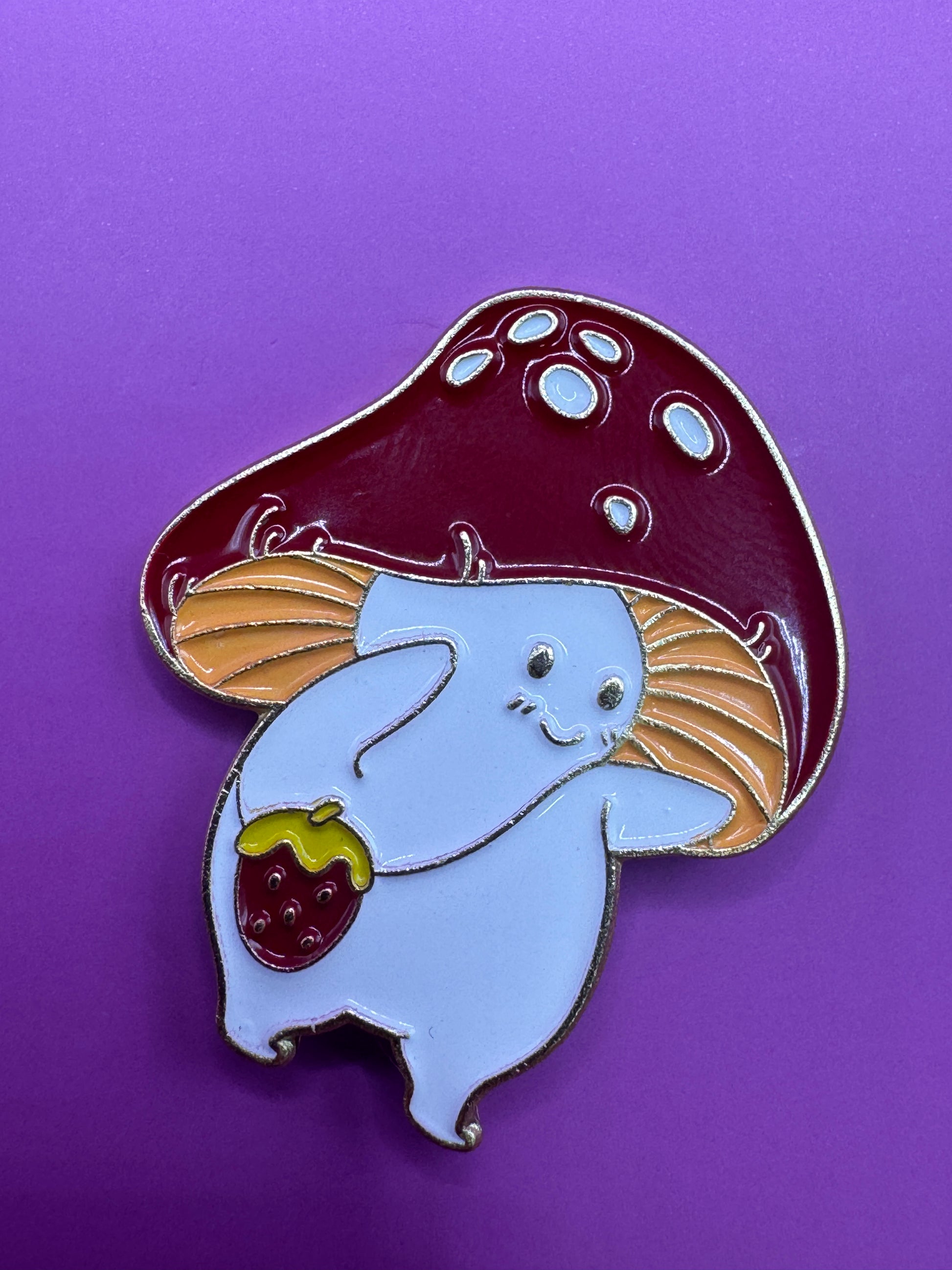 Cute mushroom character enamel pin