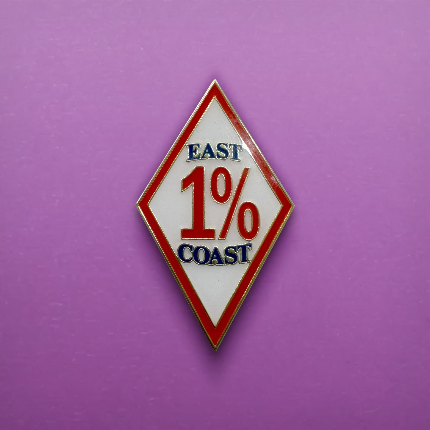 East 1% Coast diamond-shaped enamel pin