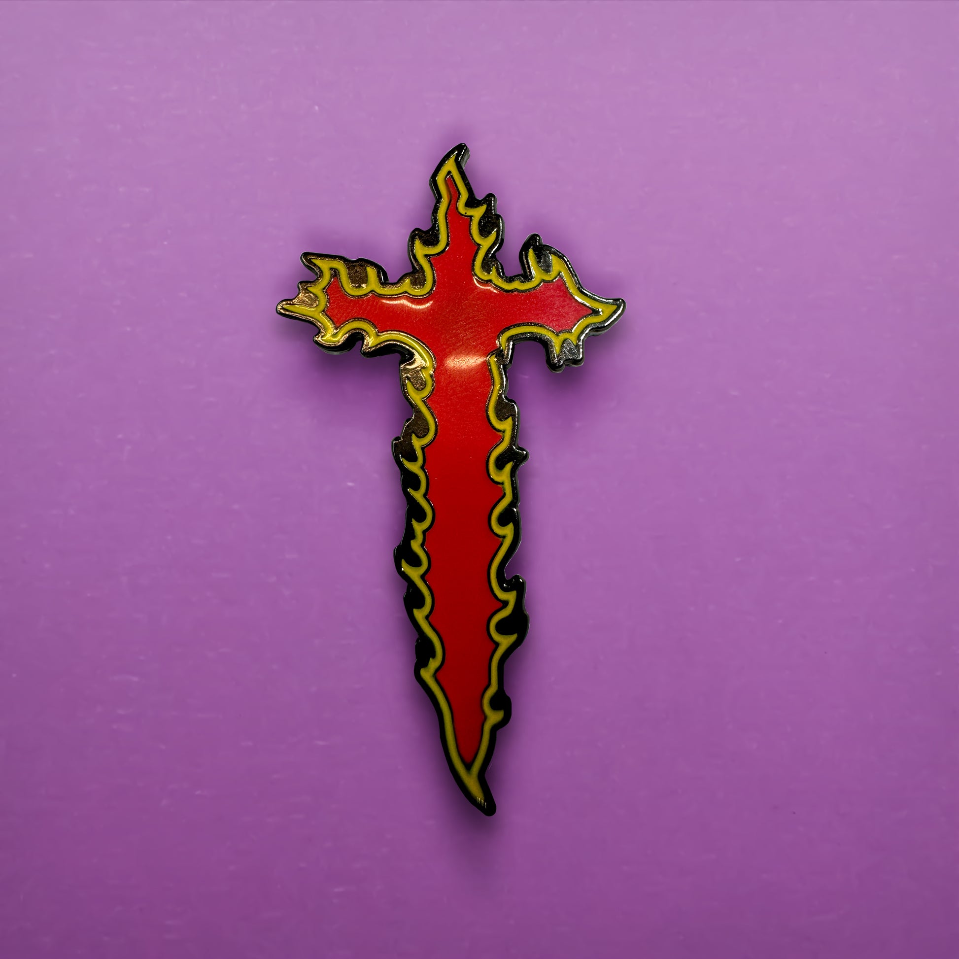 Flaming Red Cross Enamel Pin