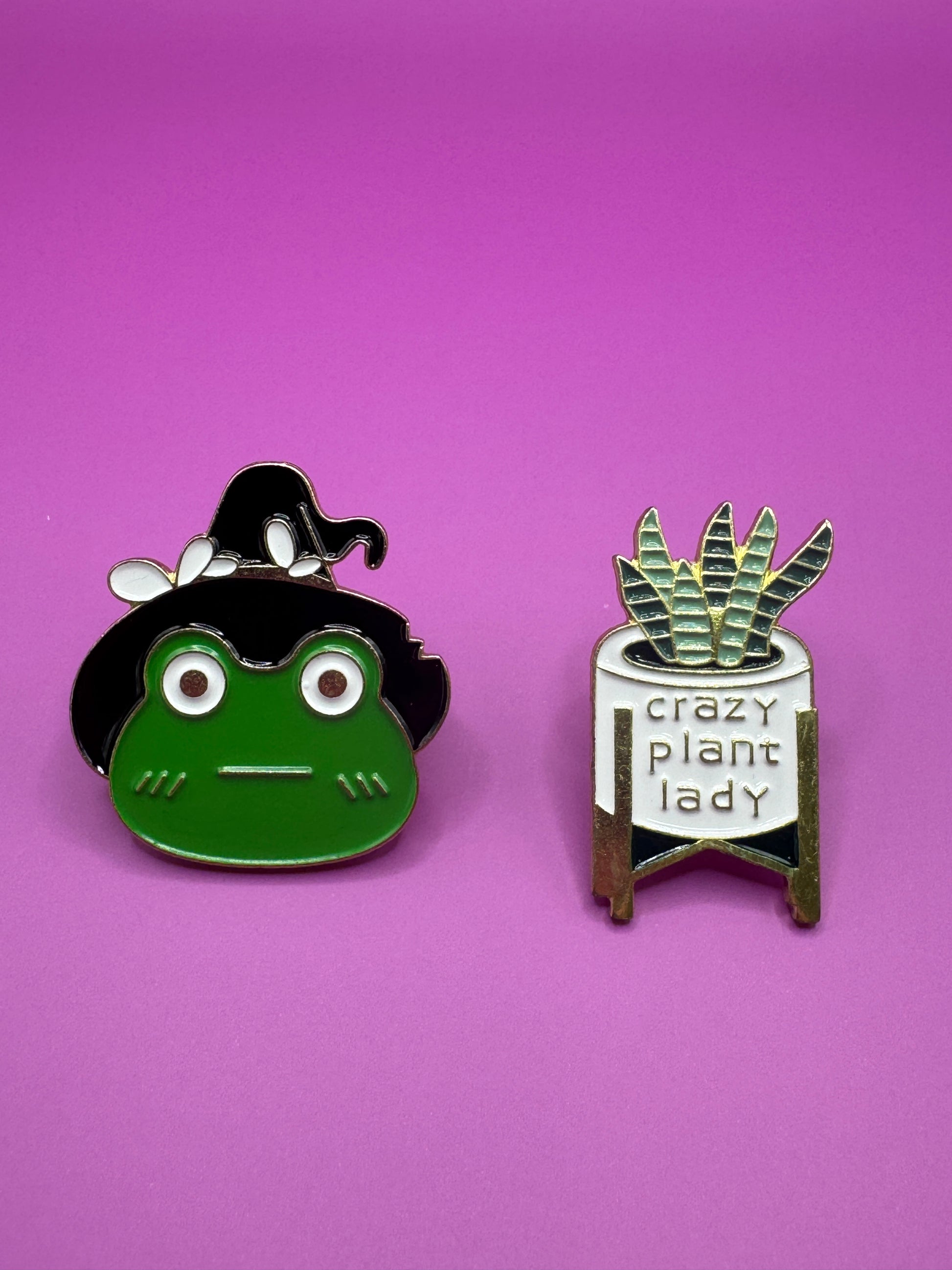 Frog Character and Plant Lady Pins