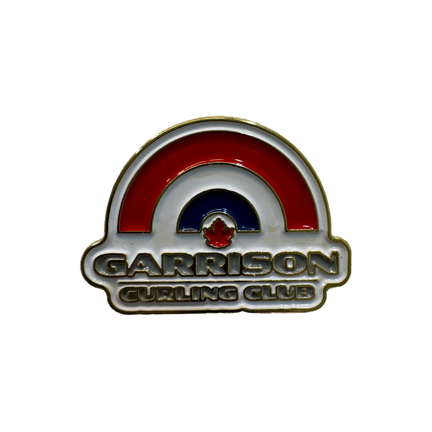 Garrison Curling Club rainbow logo pin