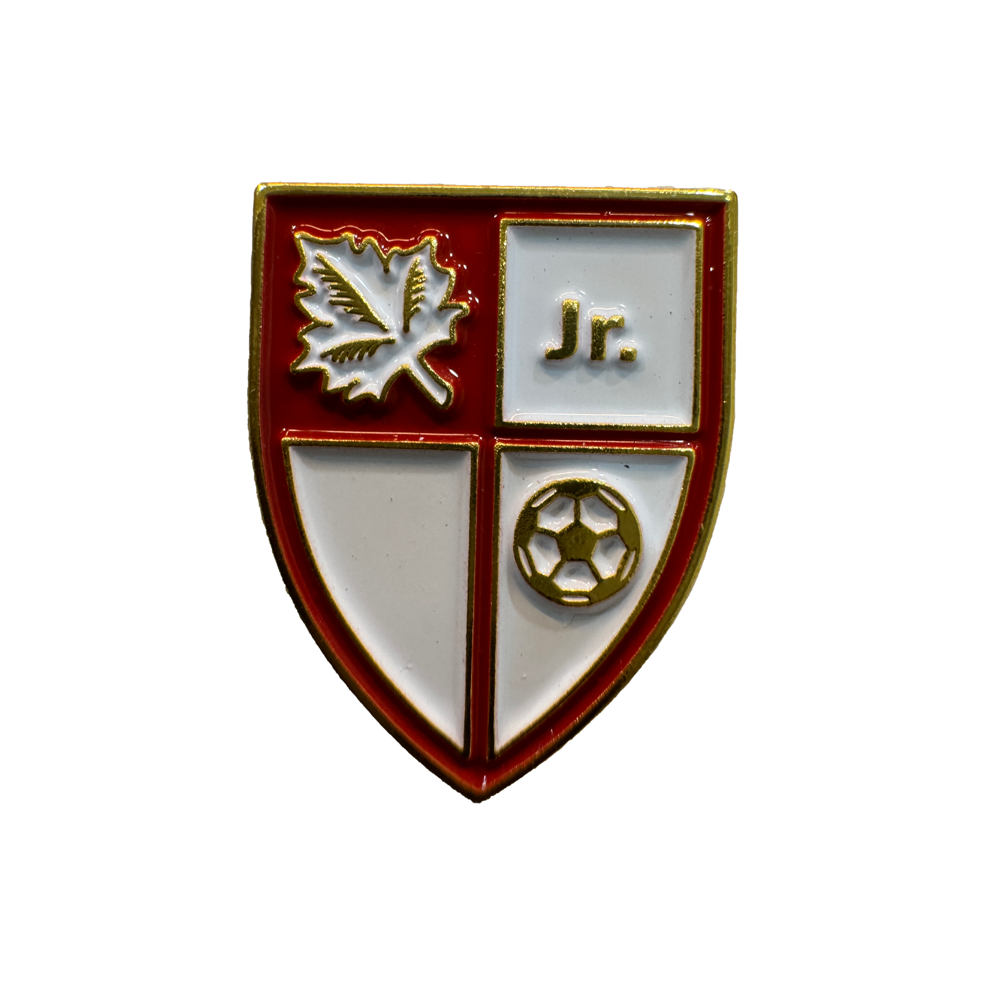 Junior soccer club shield enamel pin