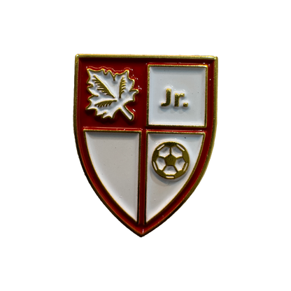 Junior soccer club shield enamel pin