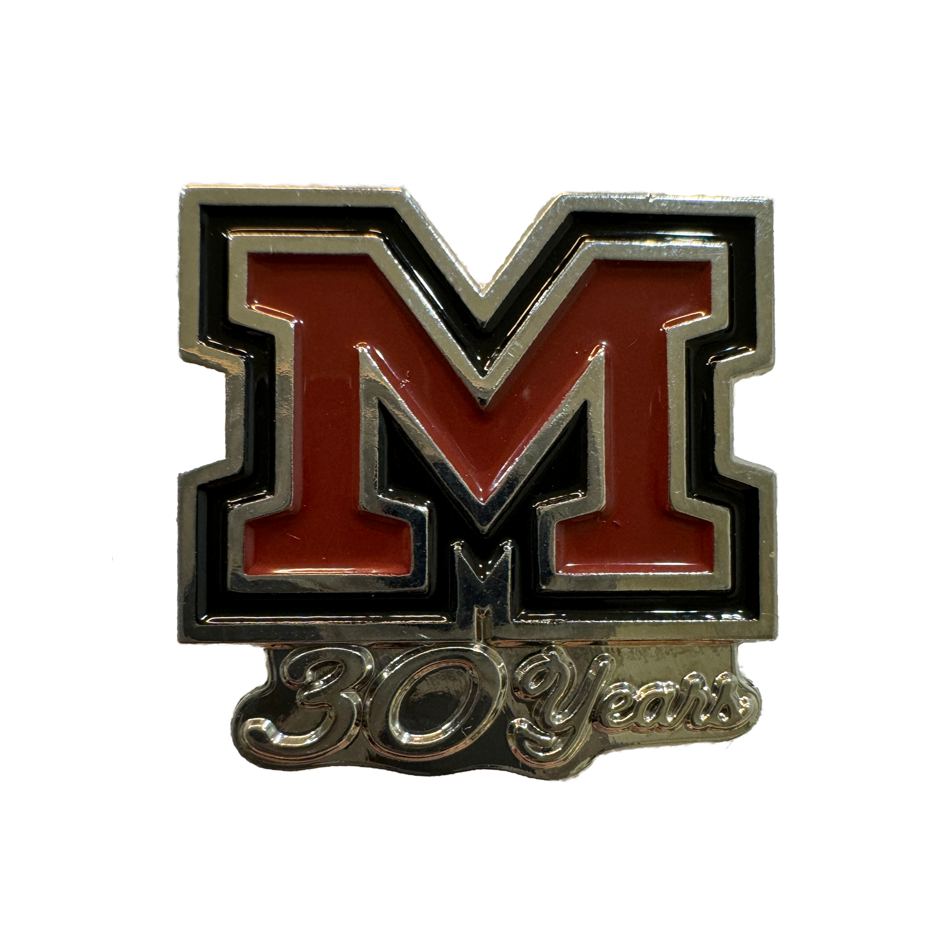 Letter M 30 years anniversary pin