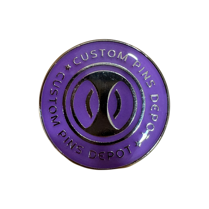 Purple Custom Pins Depot logo enamel pin