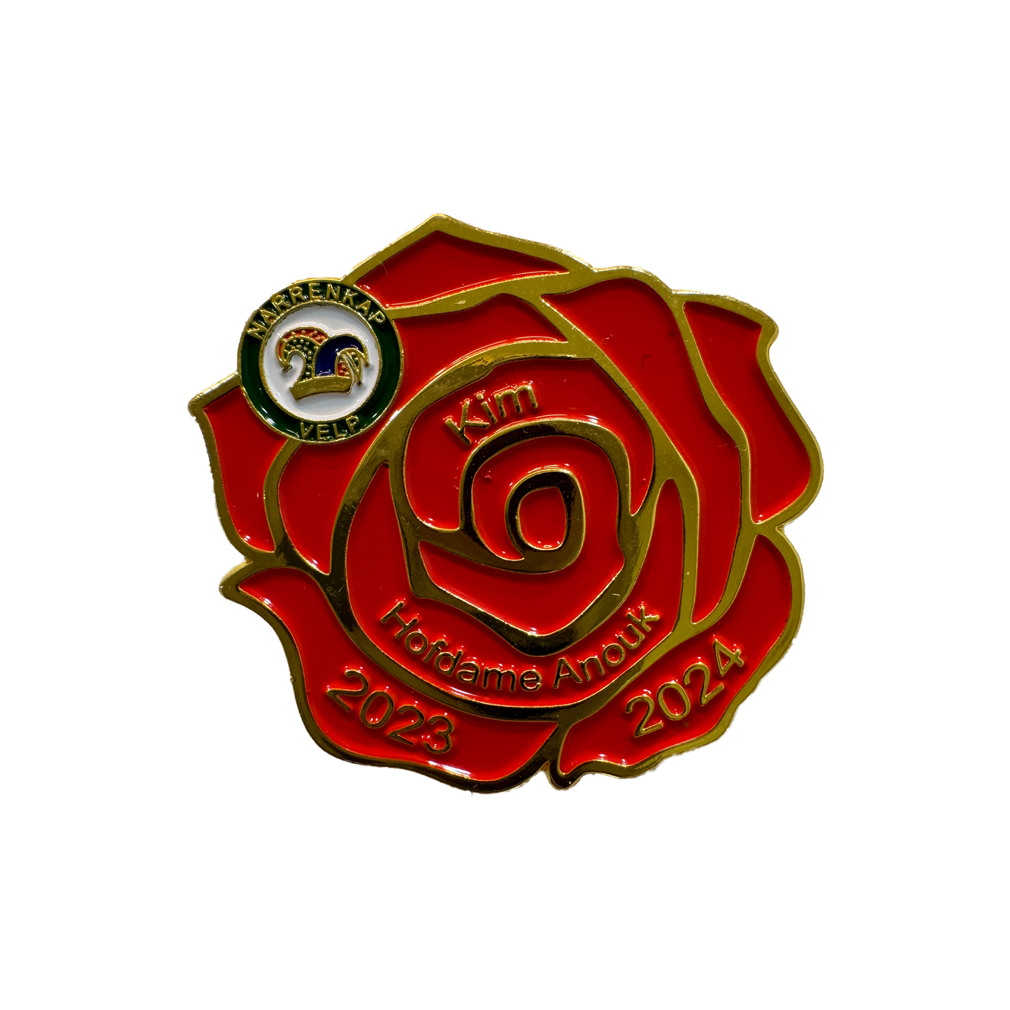 Red rose memorial enamel pin