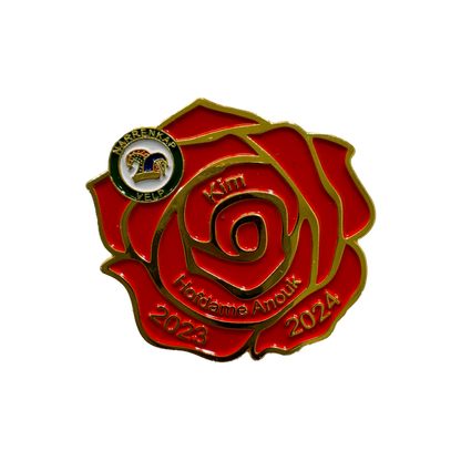 Red rose memorial enamel pin