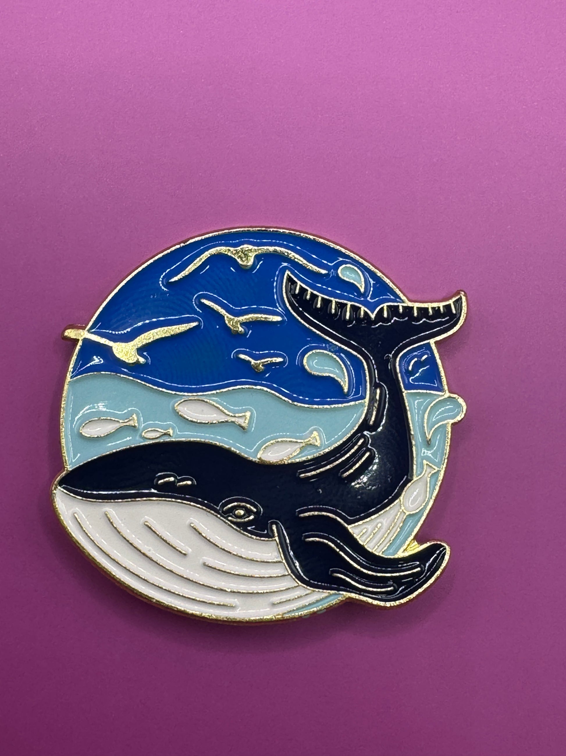 Whale Ocean Scene Enamel Pin